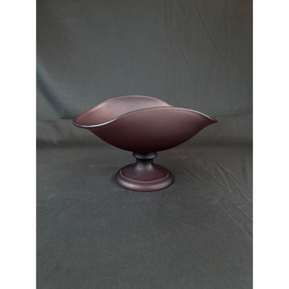 9"/6"/5" Rare Amethyst/Purple Satin (frosted) Glass Compote/Banana Dish - Picture 1 of 12